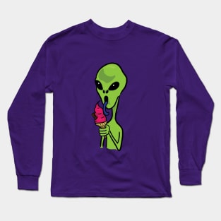 Alien eating ice-cream Long Sleeve T-Shirt